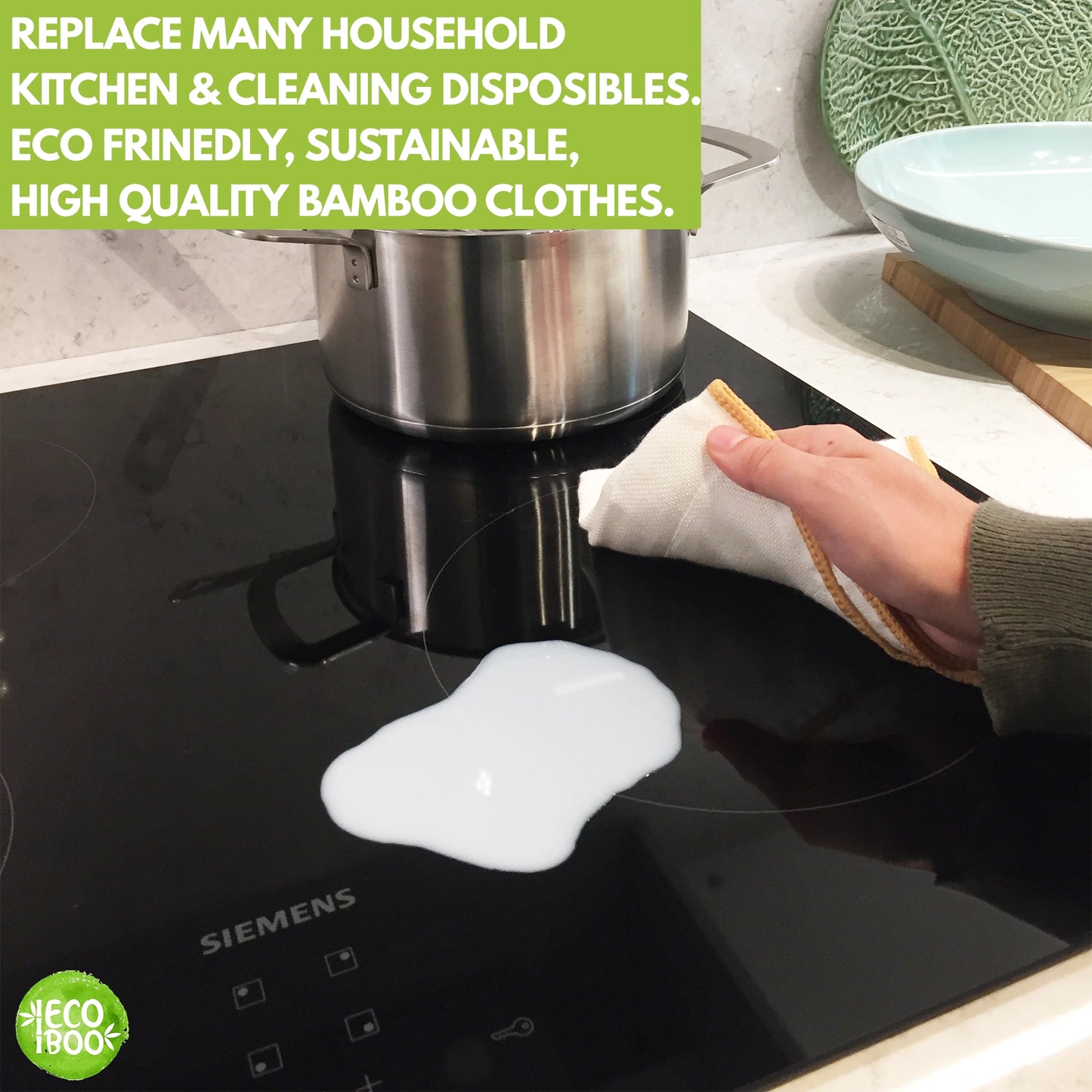 Bamboo cleaning cloth - super absorbent- ecofriendly alternative to paper towels for cleaning stoves and countertops